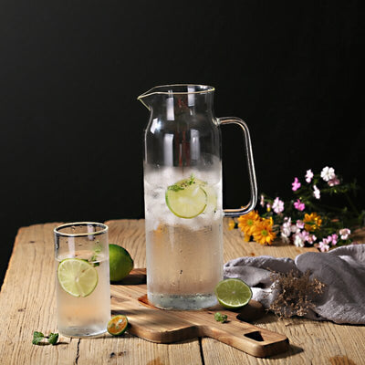 Modern Glass Water Pitcher – Heat-Resistant Jug with Stainless Steel Lid