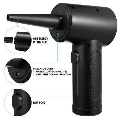 Electric Air Duster 51000RPM Brushless Cordless Compressed Cleaner Dust Air Blower Gun for PC Computer Keyboard Air Duster Gun